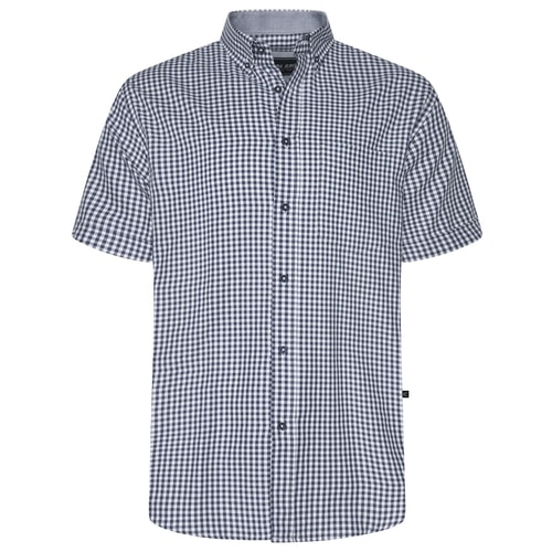 KAM Short Sleeve Classic Gingham Check Shirt Navy